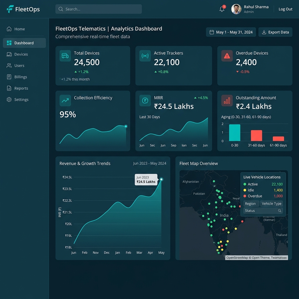 SaaS Analytics Dashboard for GPS Operators
